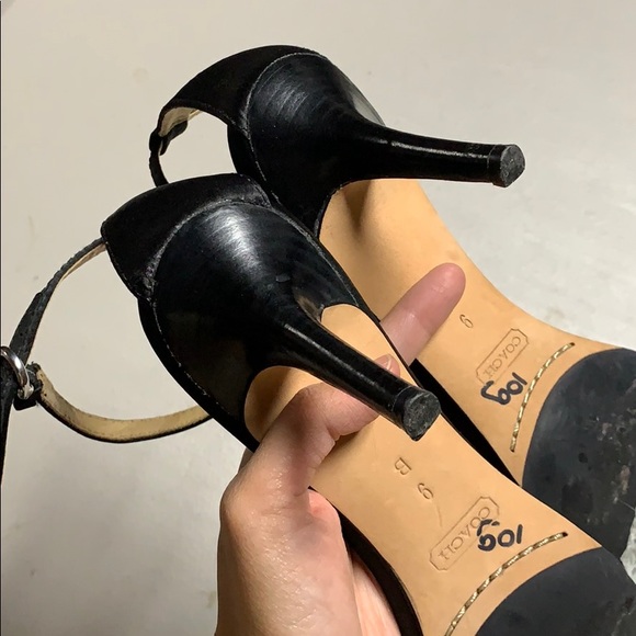Coach Rosa Ankle Strap Black Satin Heels 9B - Picture 5 of 8